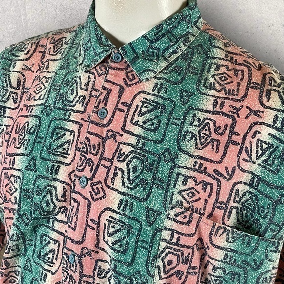 Vintage Beach BLVD Shirt Mens Large Short Sleeve Button Cotton 90s Trippy  D42 - Picture 1 of 13